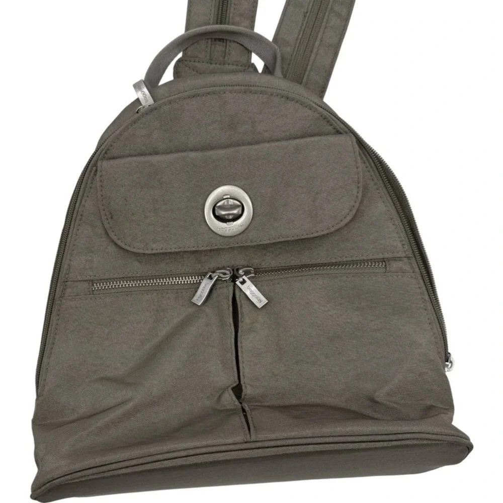 BAGGALLINI Naples Small Backpack Sling Bag Gray Nylon Convertible Travel Mini‎